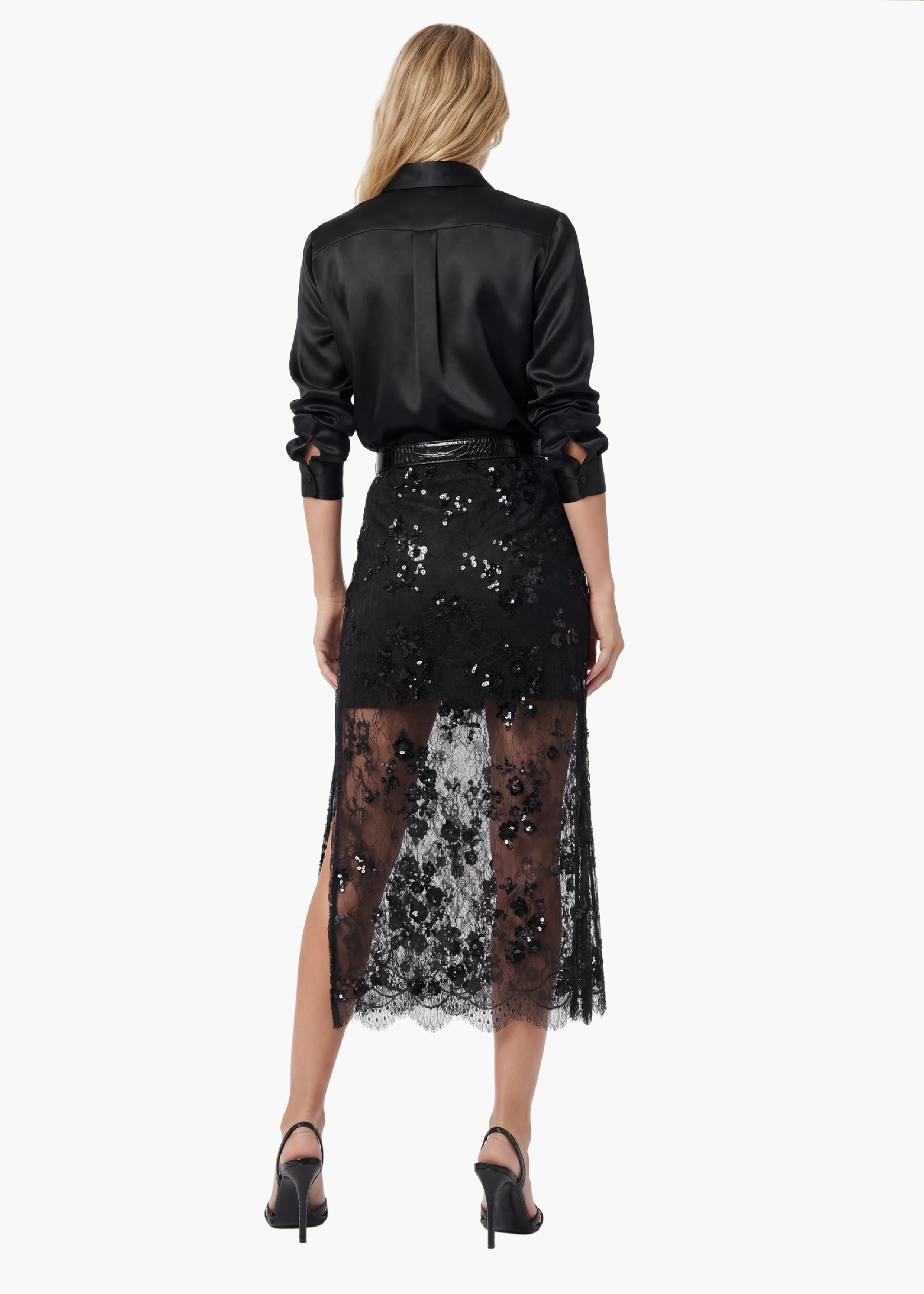 Aylin Sequin Lace Midi Skirt Black - Image 5
