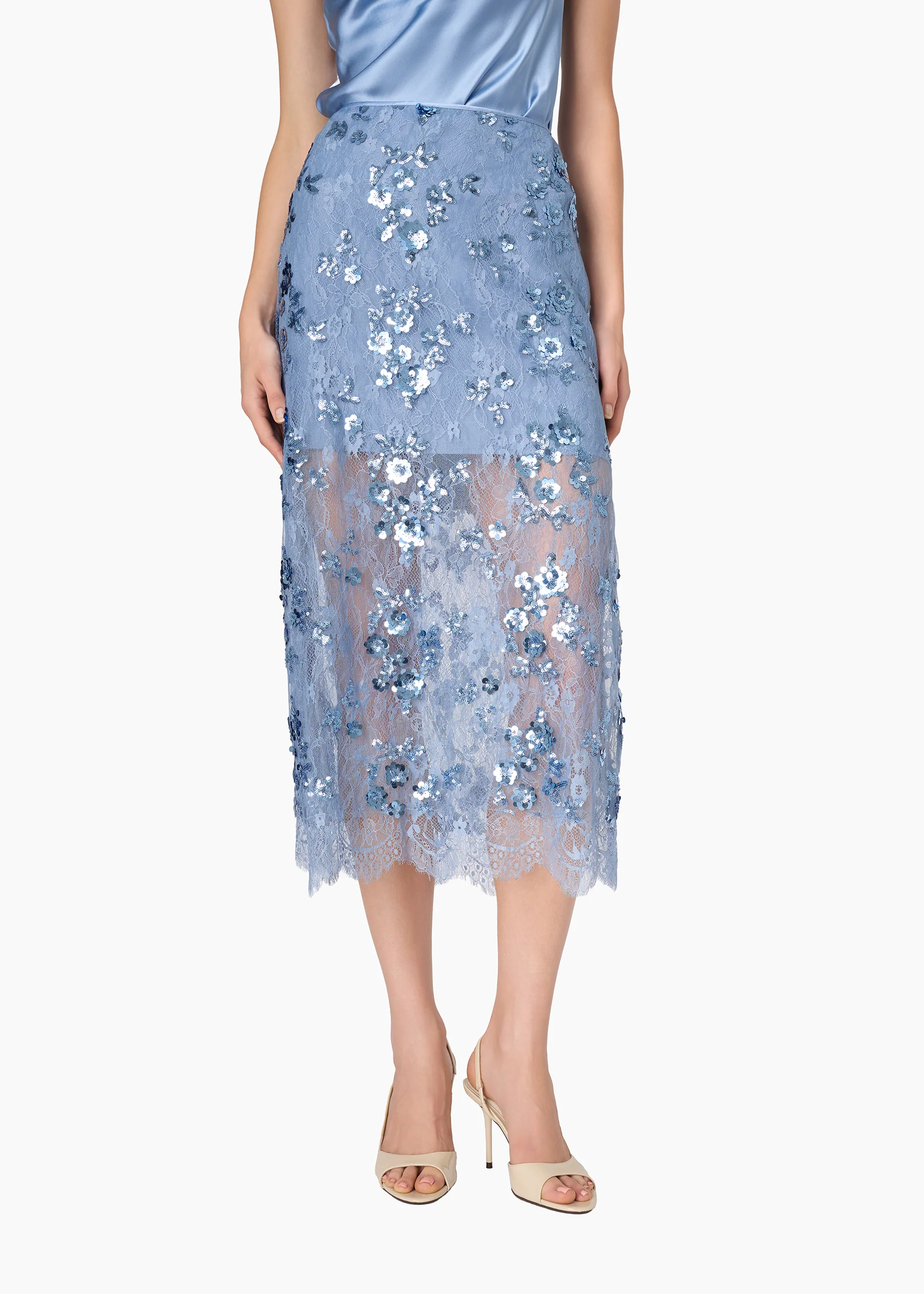 Aylin Sequin Lace Midi Skirt Mist - Image 2