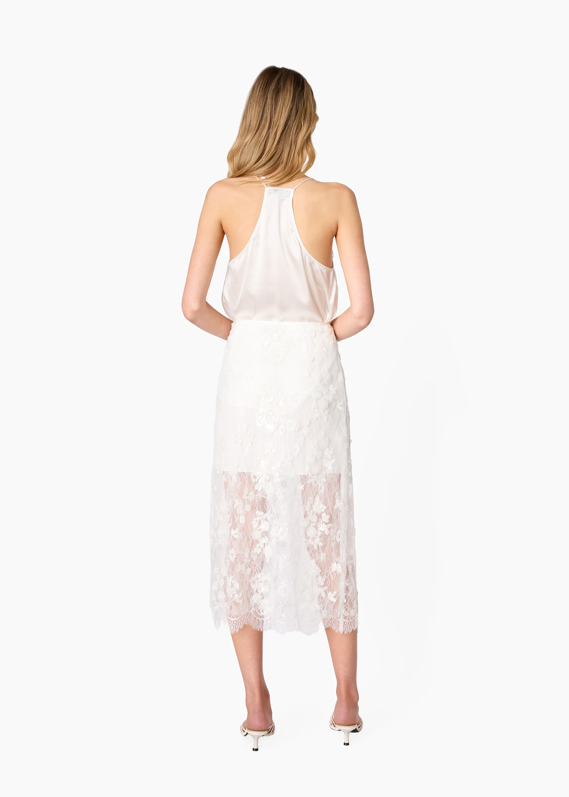 Aylin Sequin Lace Midi Skirt White - Image 4