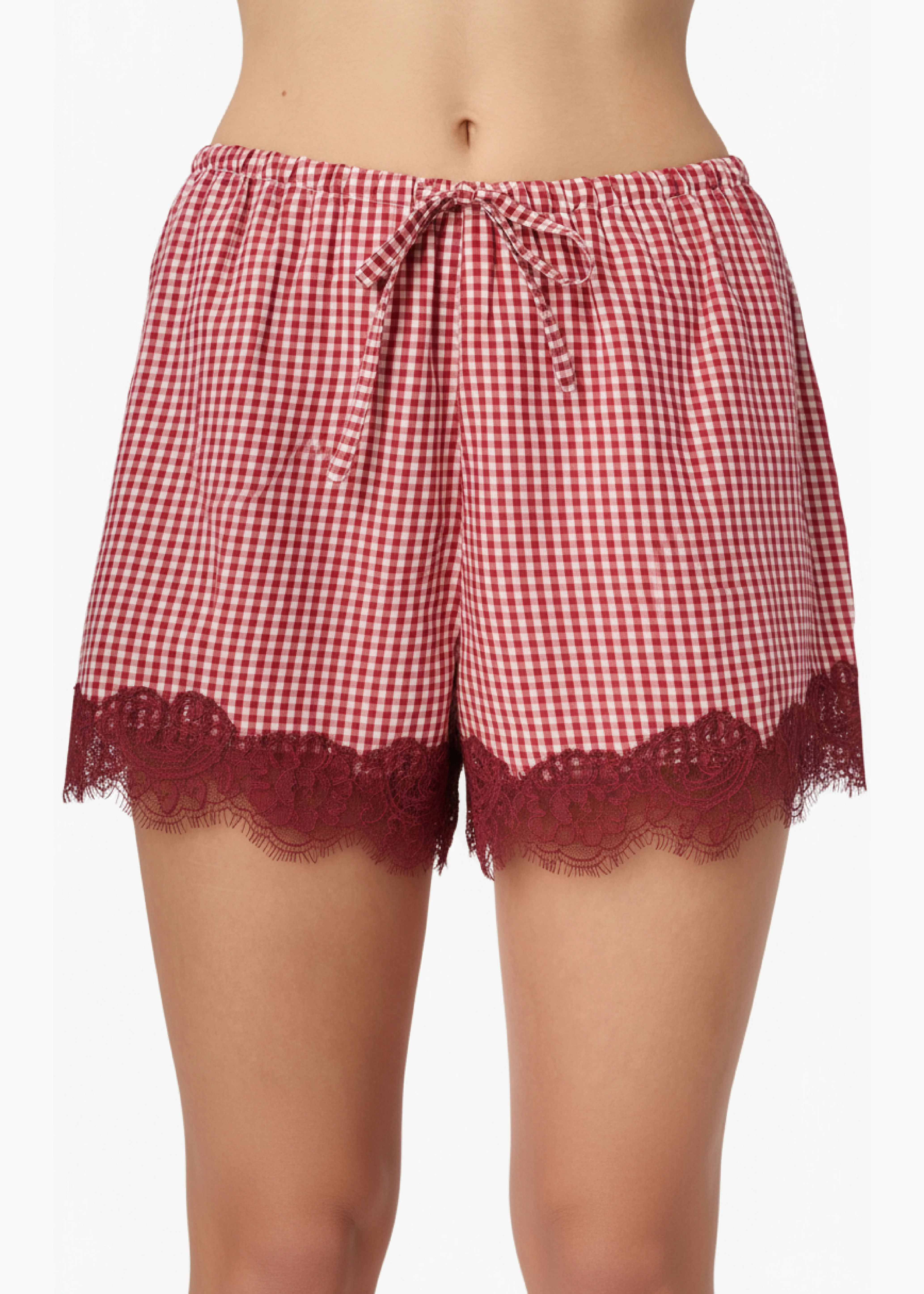 Cassandra Mid Rise Silk Cotton Short Berry Gingham