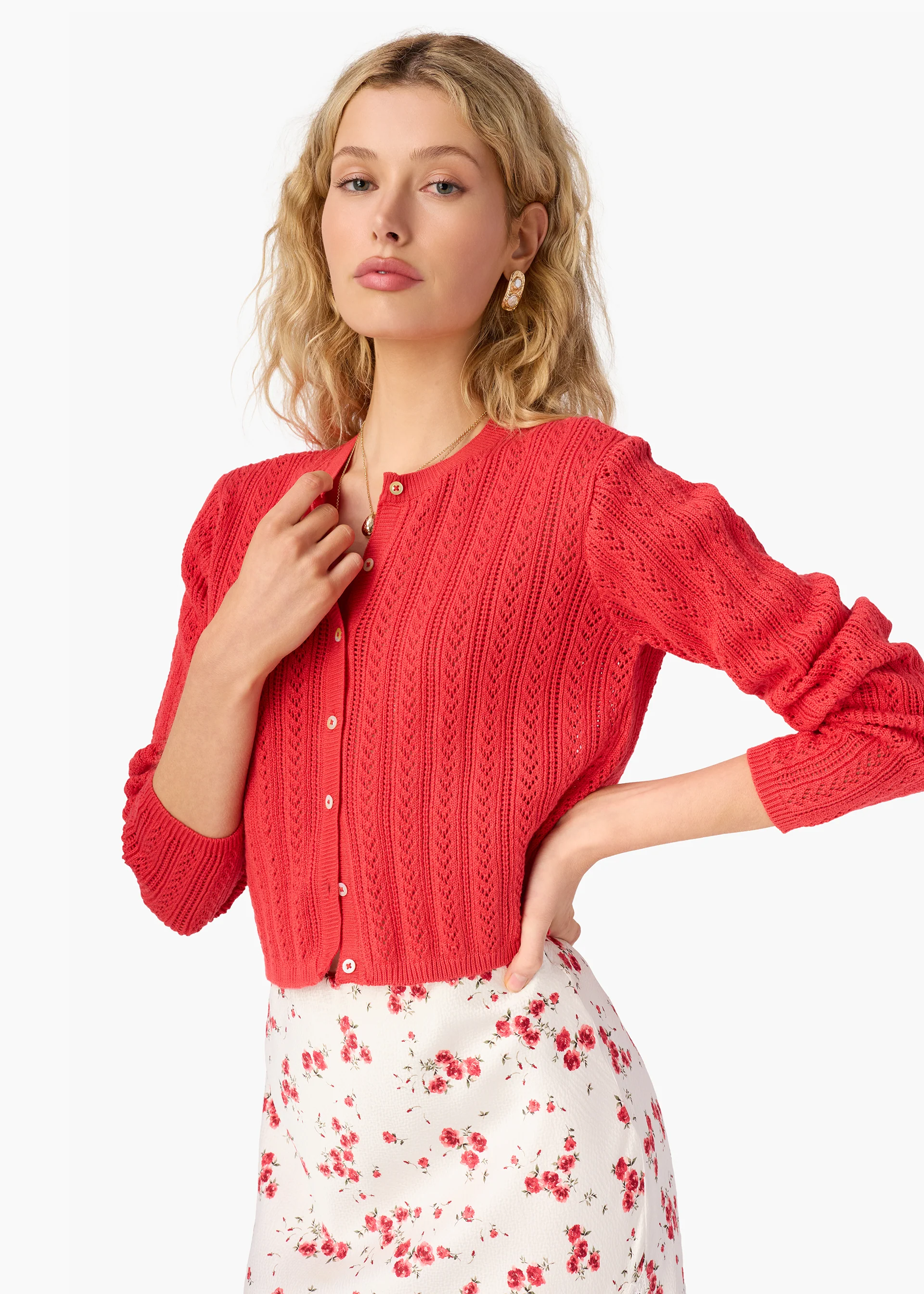Dresden Cropped Cardigan Candy Apple