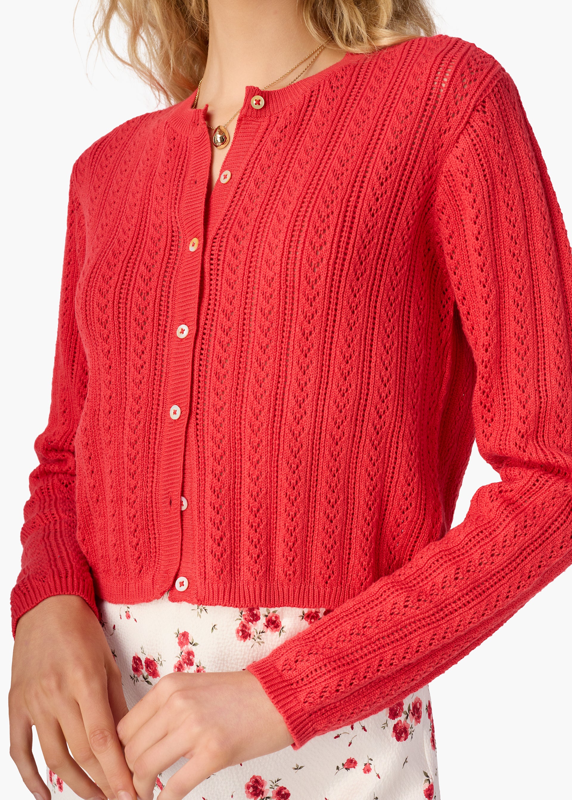 Dresden Cropped Cardigan Candy Apple - Image 3