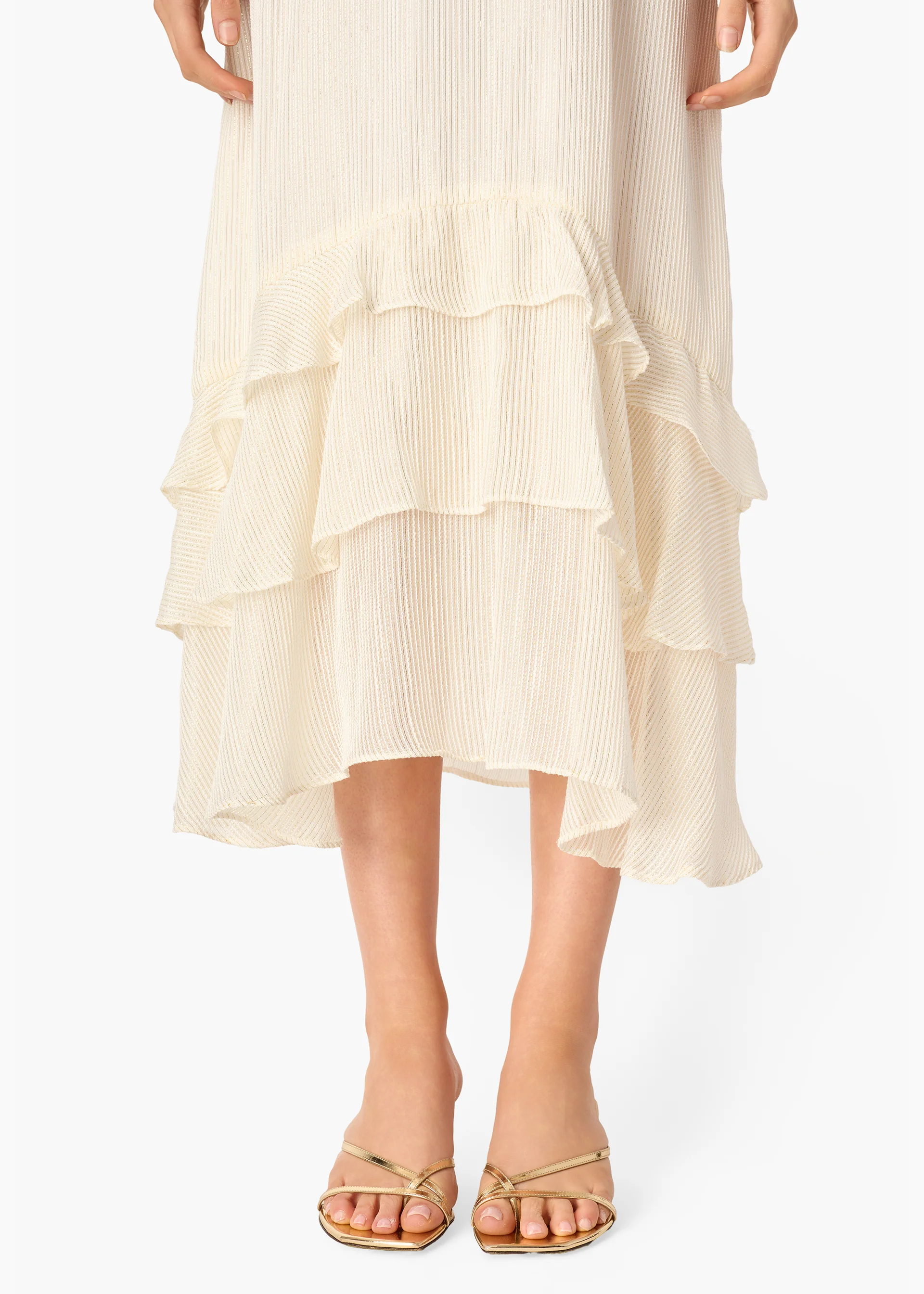 Esmeralda Metallic Chiffon Dress White - Image 3