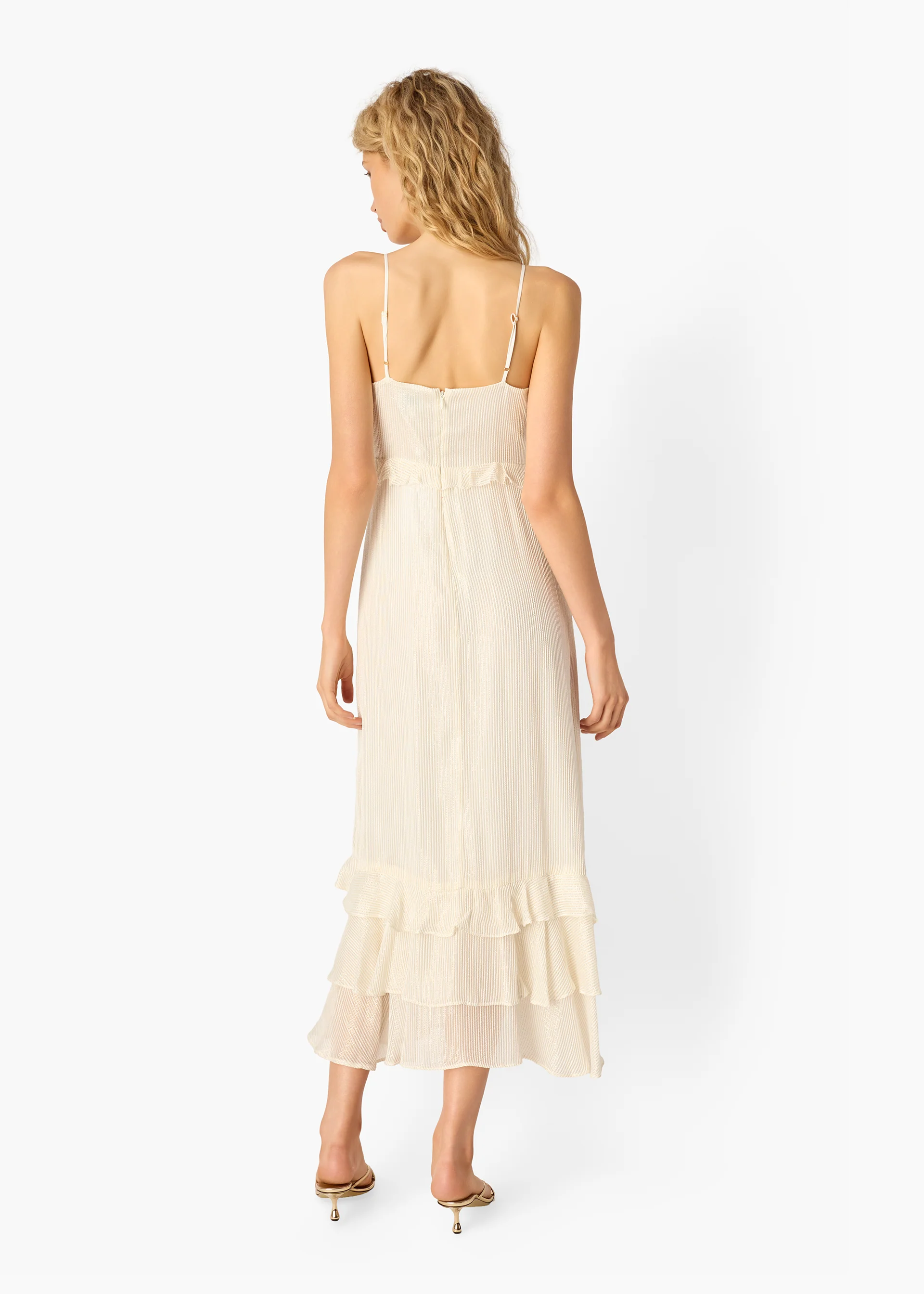 Esmeralda Metallic Chiffon Dress White - Image 4