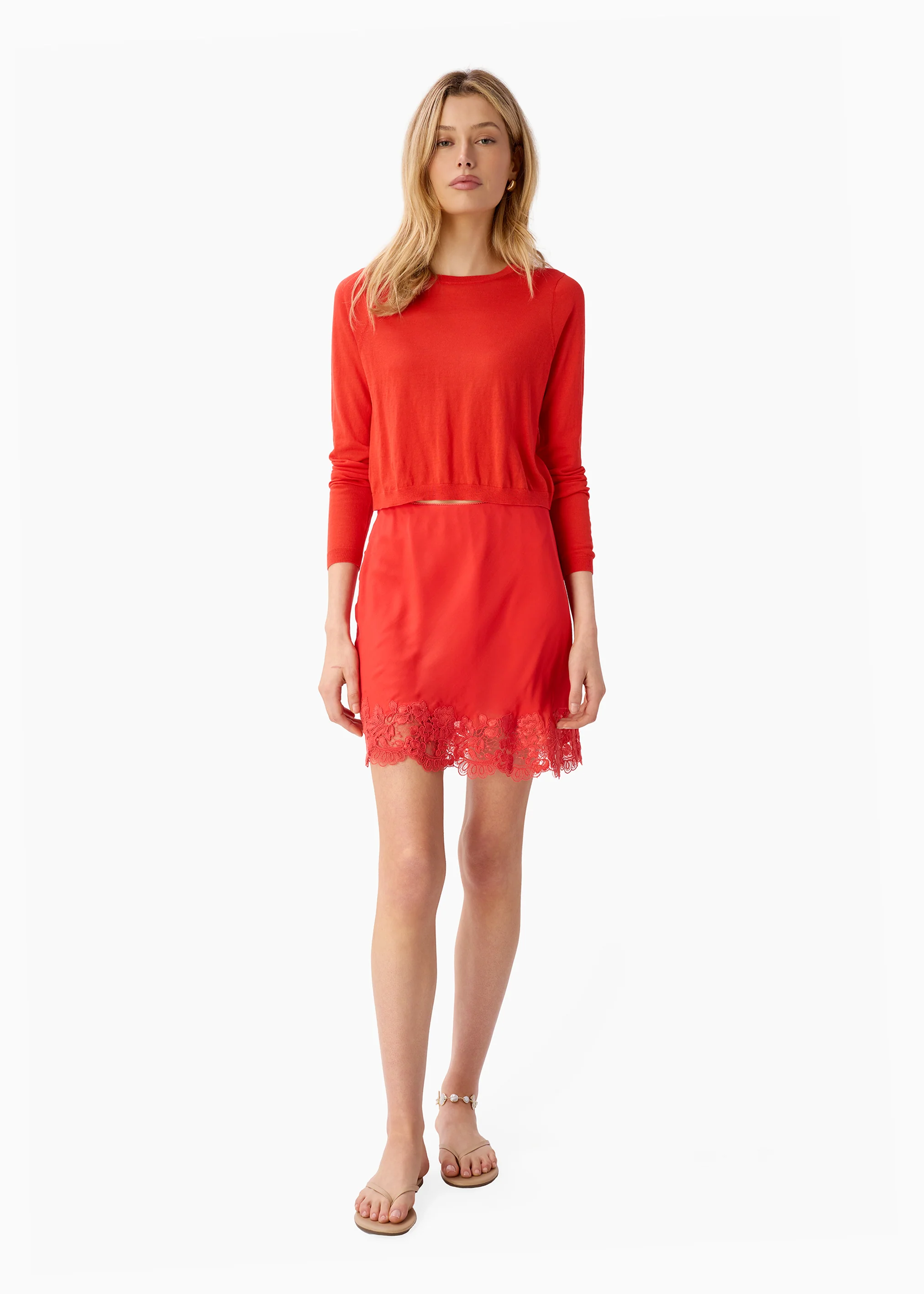 Jaye Cropped Knit Top Goji - Image 3
