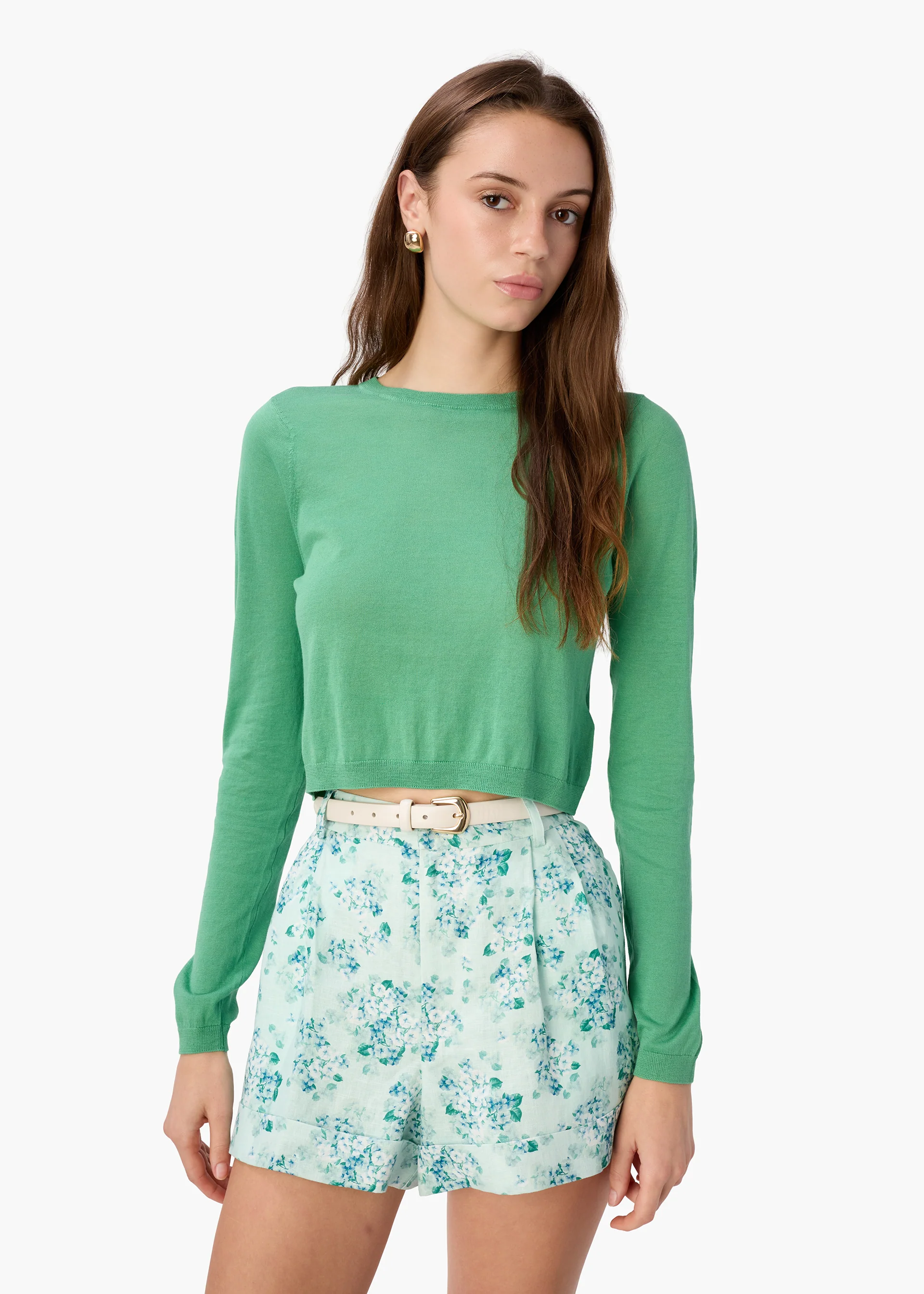 Jaye Cropped Knit Top Meadow