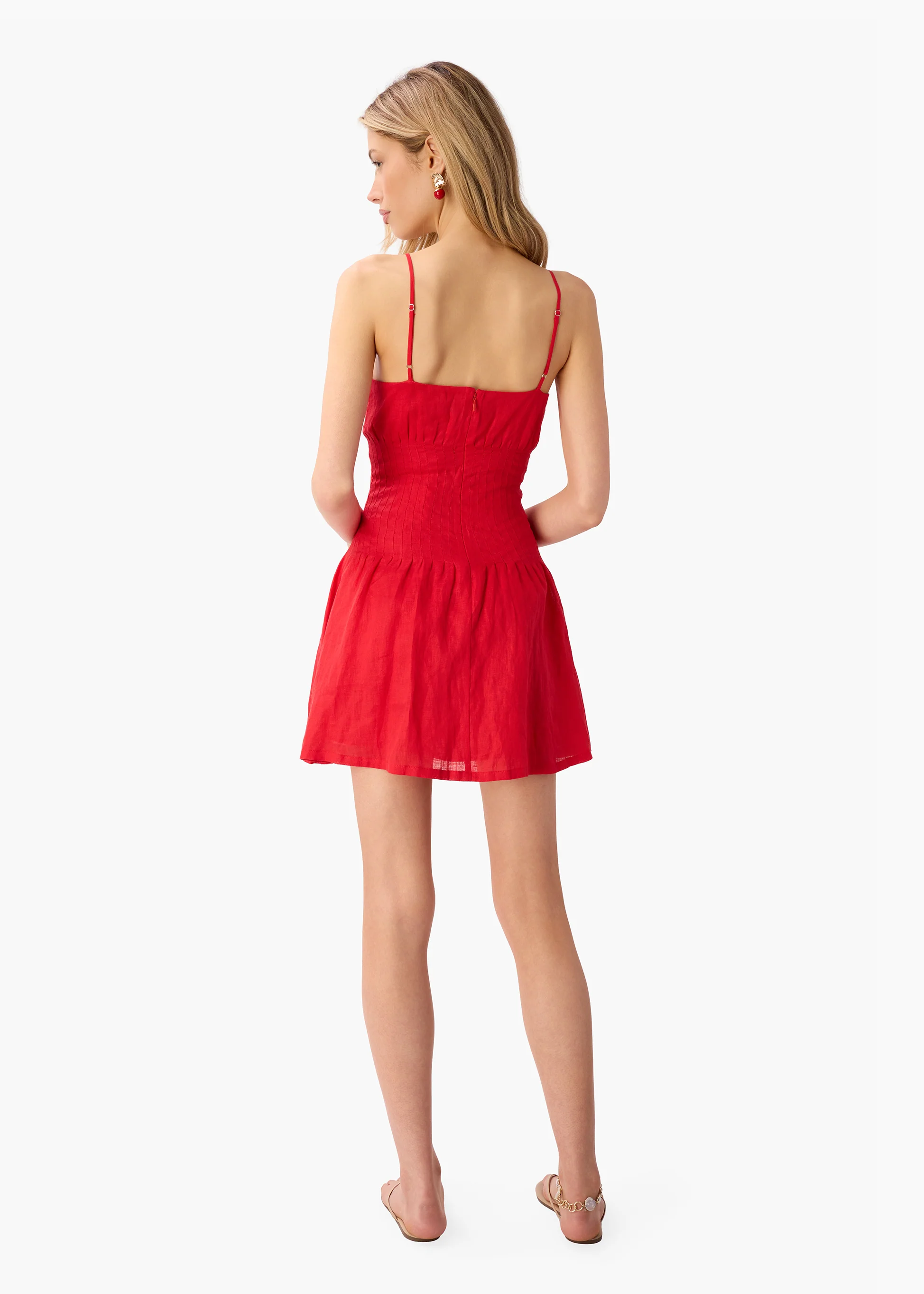 Kairi Linen Mini Dress Candy Apple - Image 3