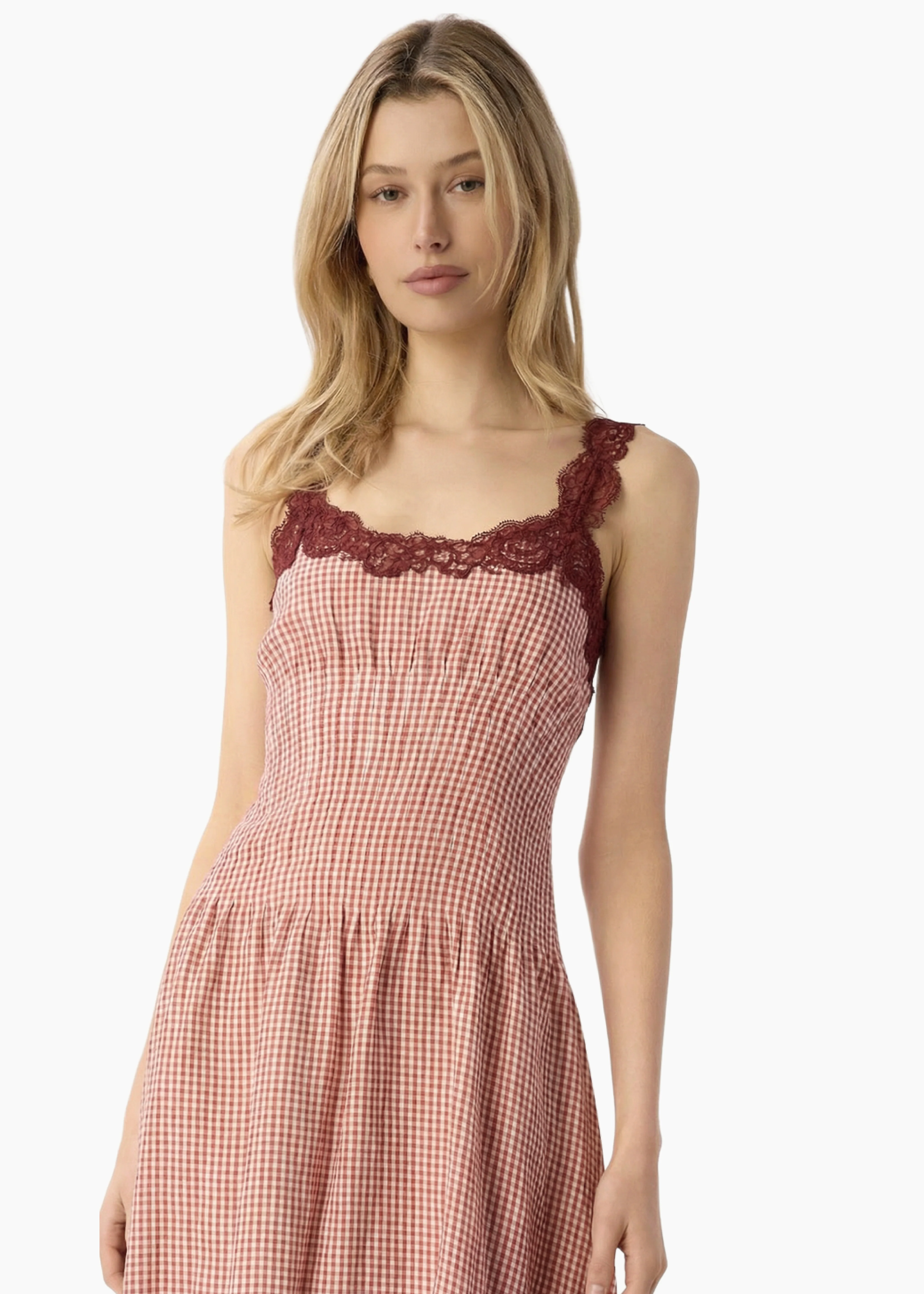 Kairina Midi Dress Berry Gingham - Image 2