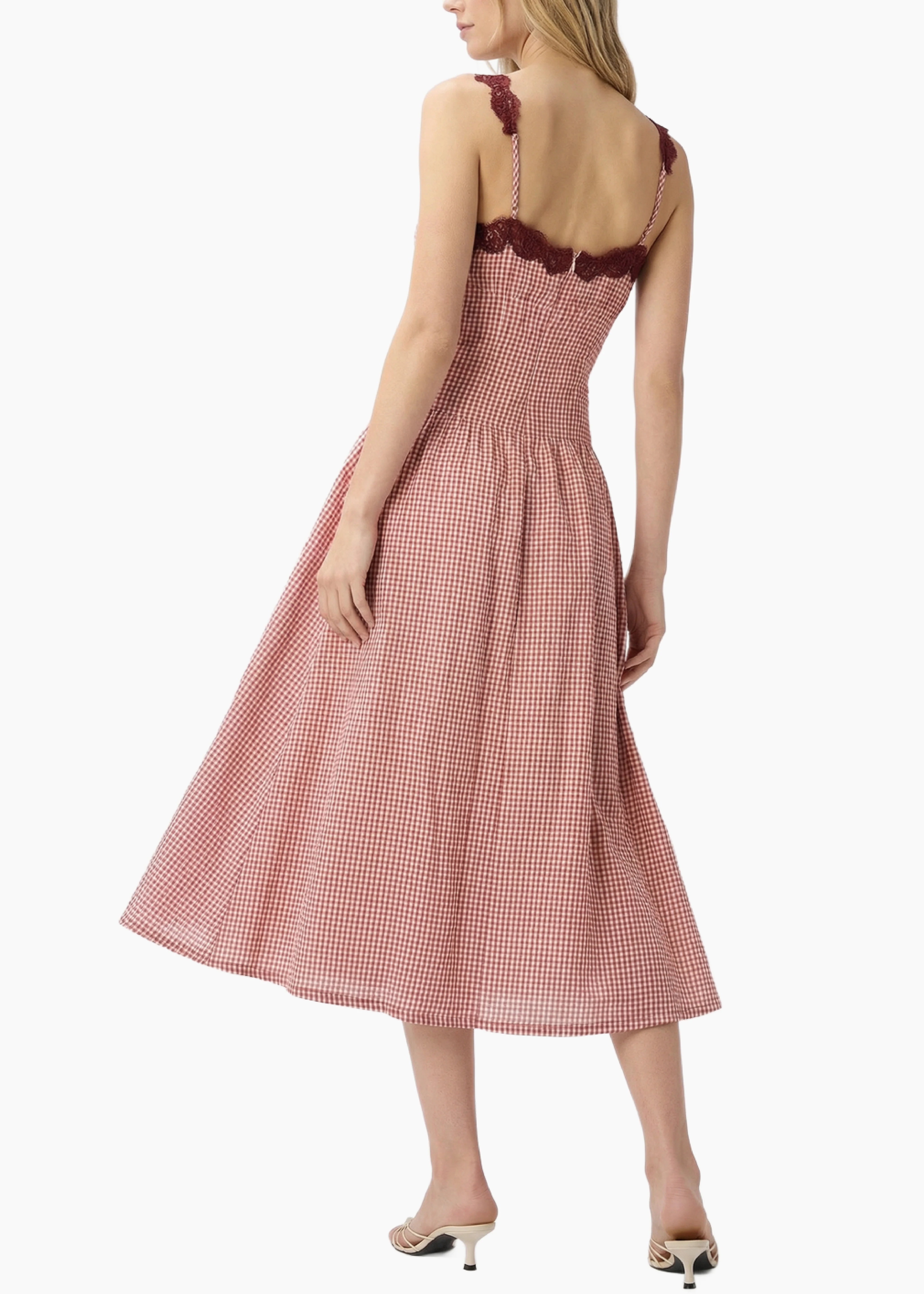 Kairina Midi Dress Berry Gingham - Image 3