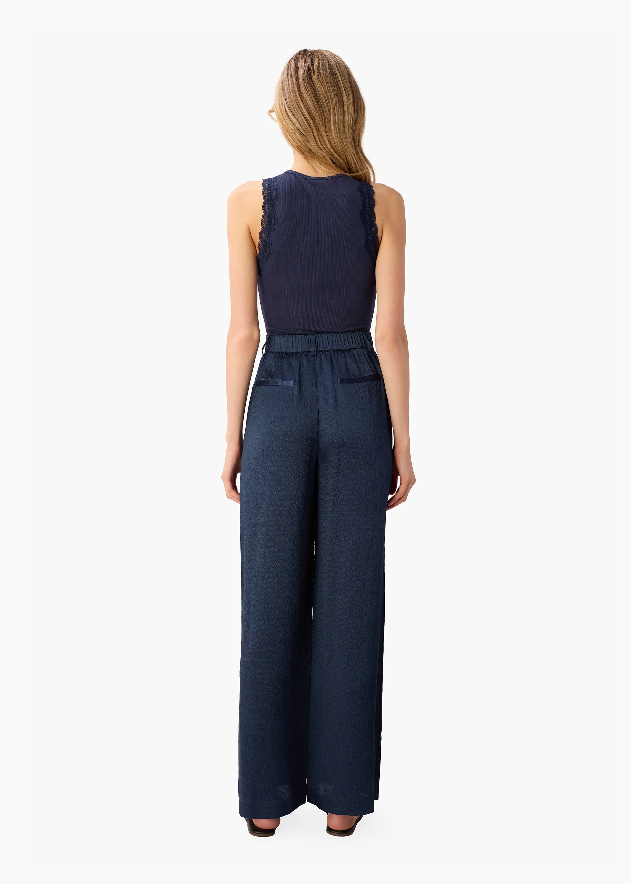 Kyley High Rise Hammered Silk Pant Moody Blue - Image 4