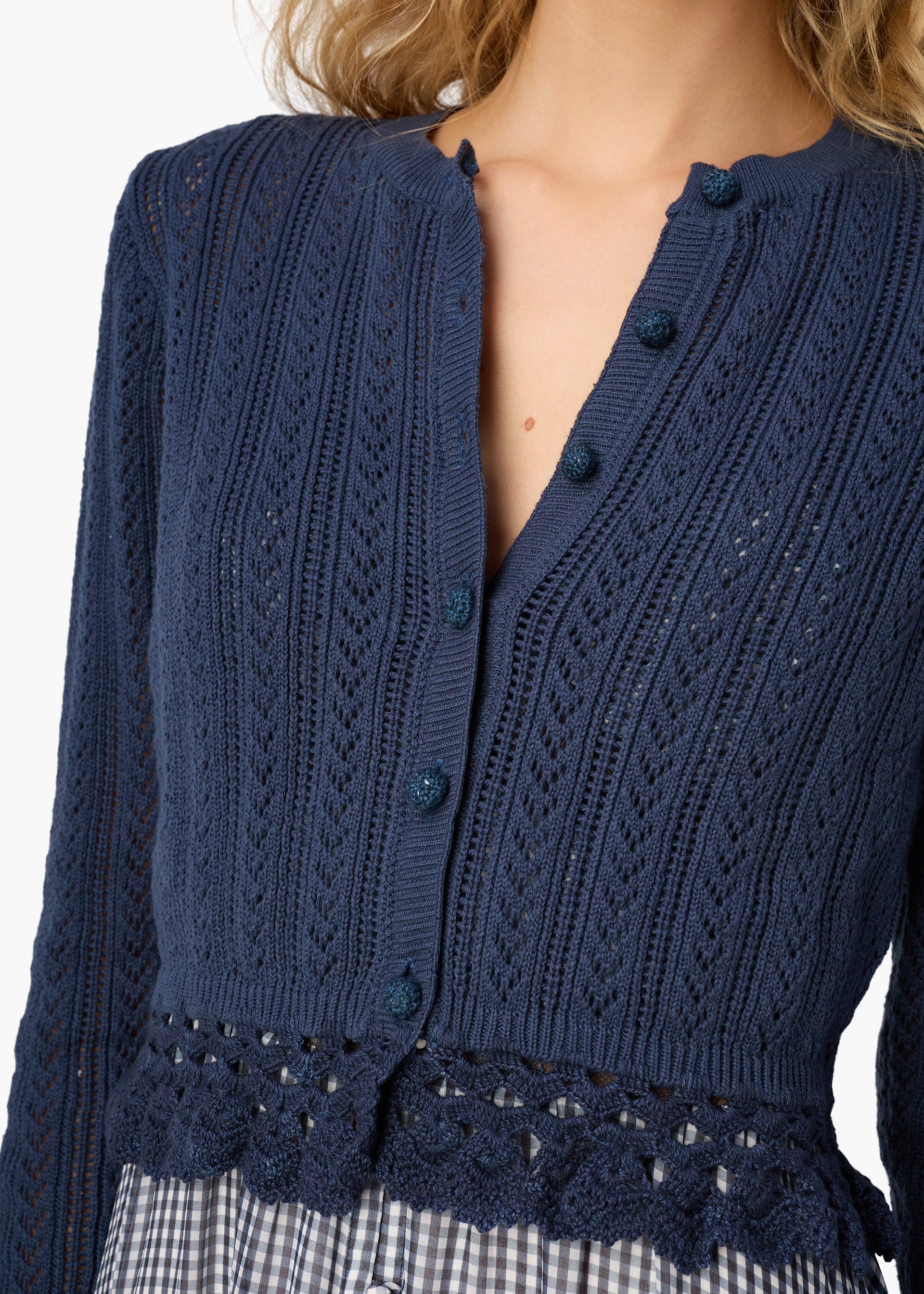 Lilibeth Pointelle Cardigan Moody Blue - Image 2