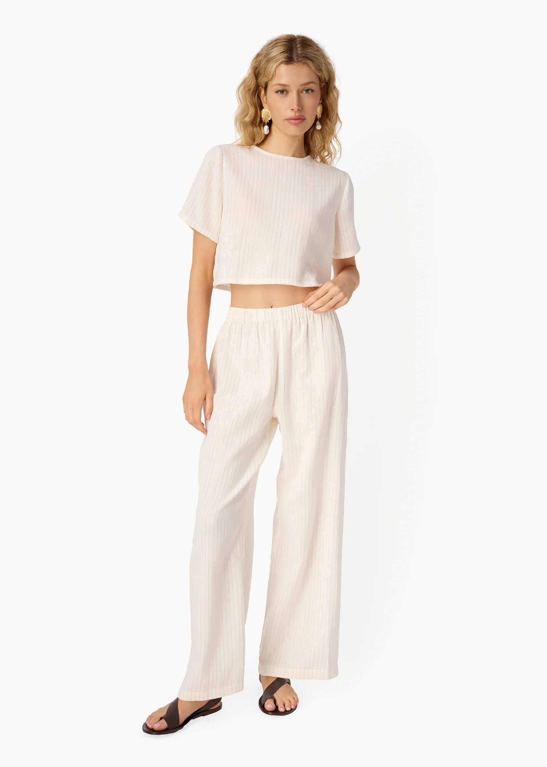 Lima Metallic Cotton Pant Ceramic - Image 2