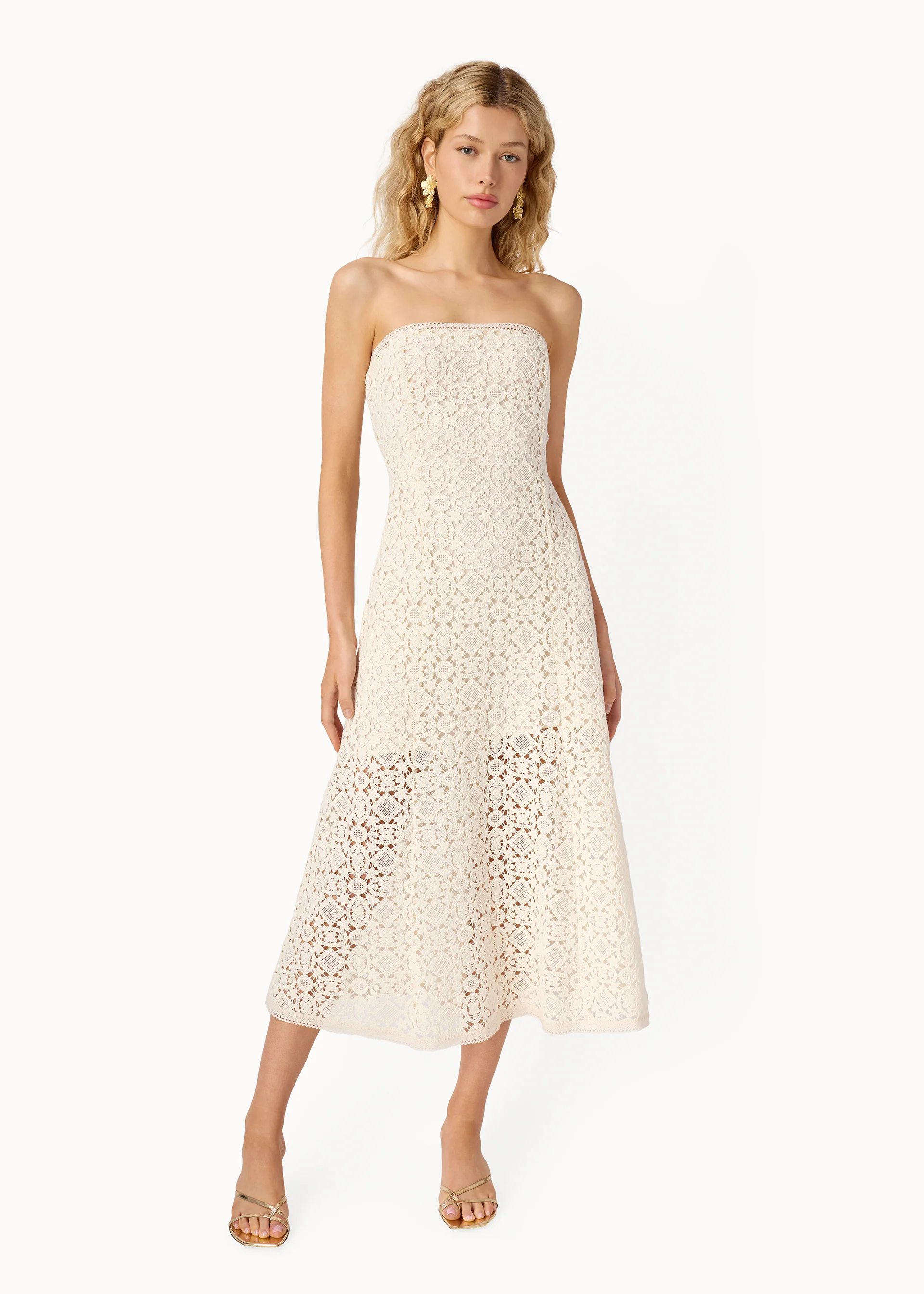 Lisboa Strapless Crochet Dress Ceramic