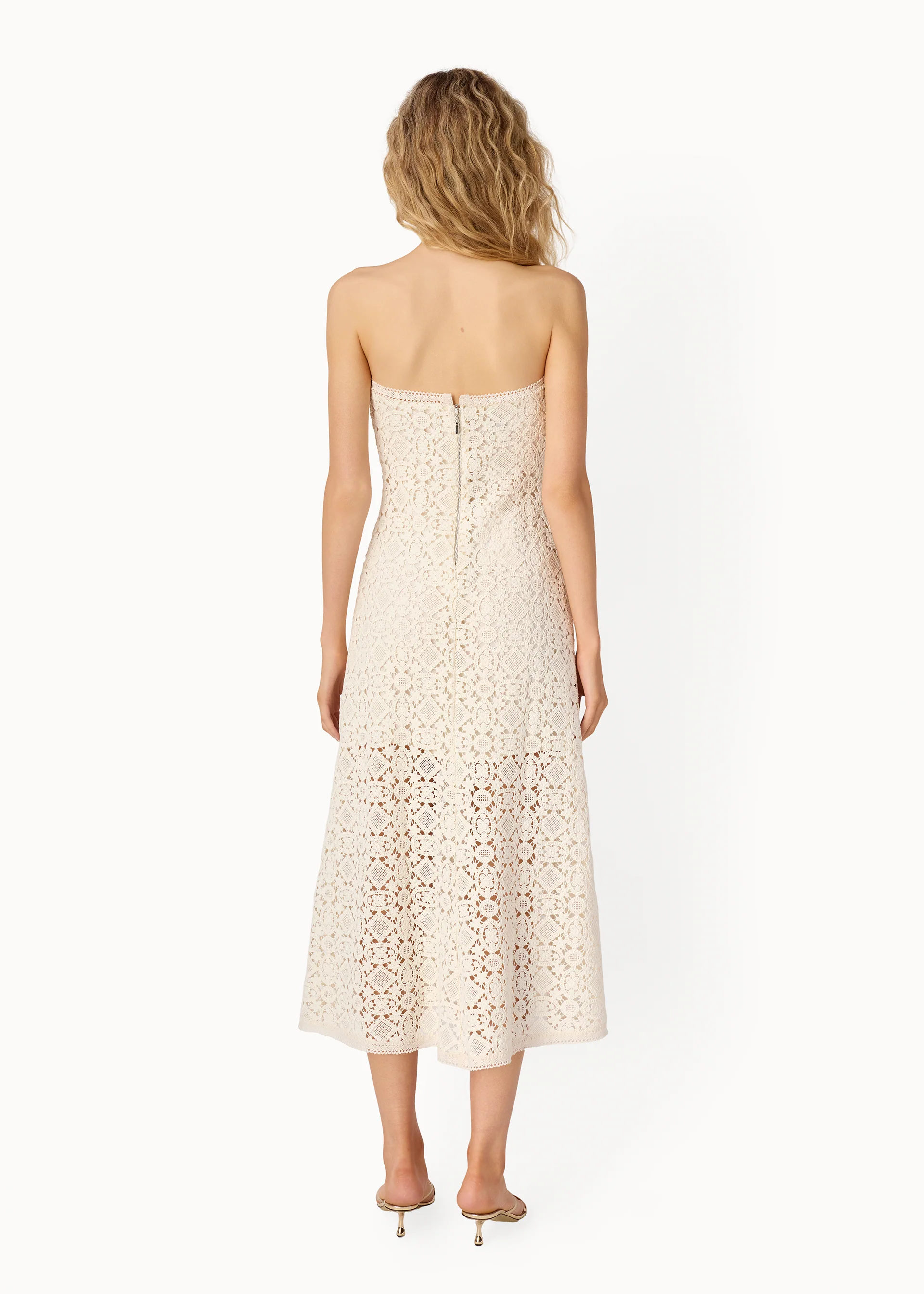 Lisboa Strapless Crochet Dress Ceramic - Image 4