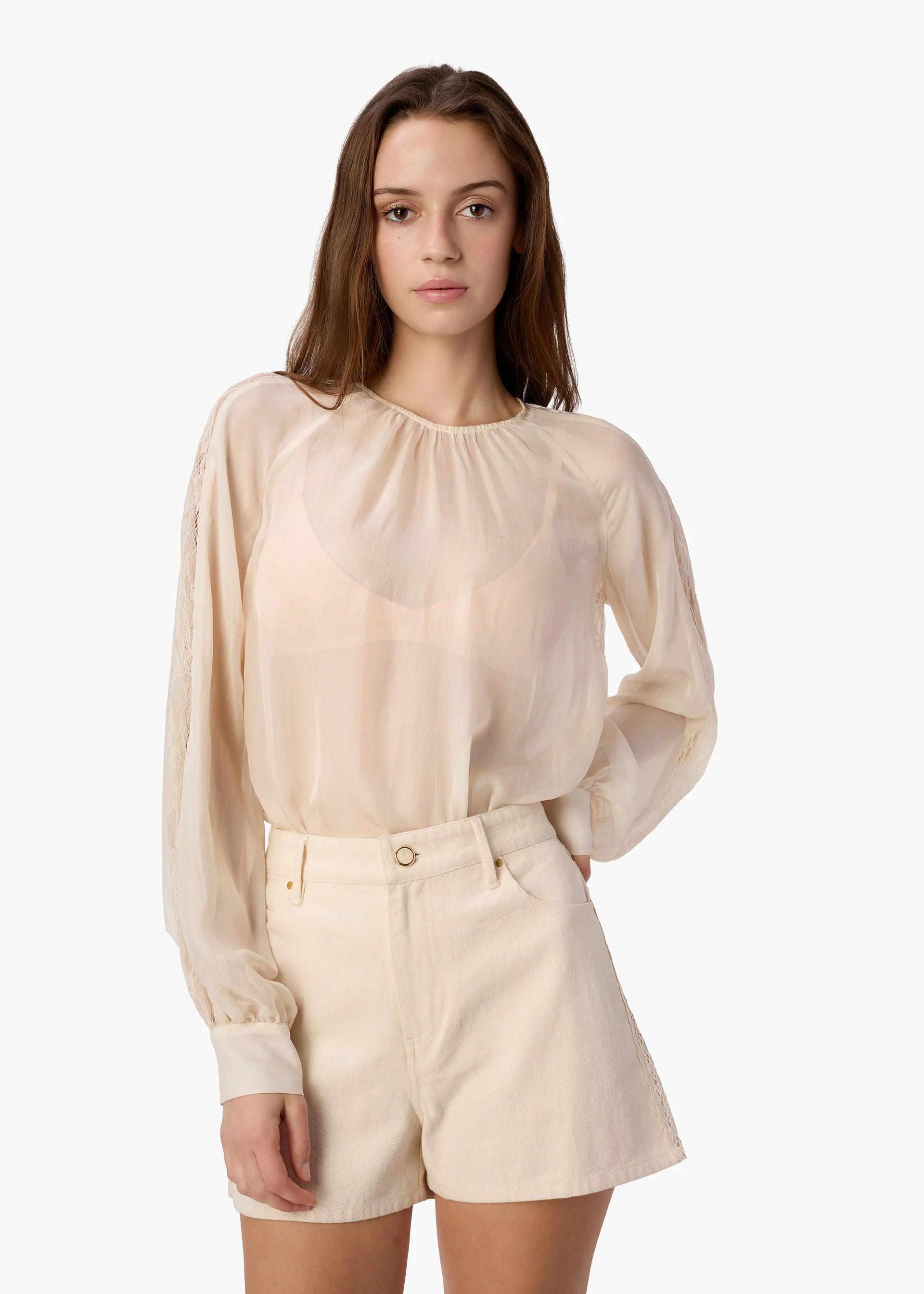 Milagros Silk Blouse Bone - Image 2