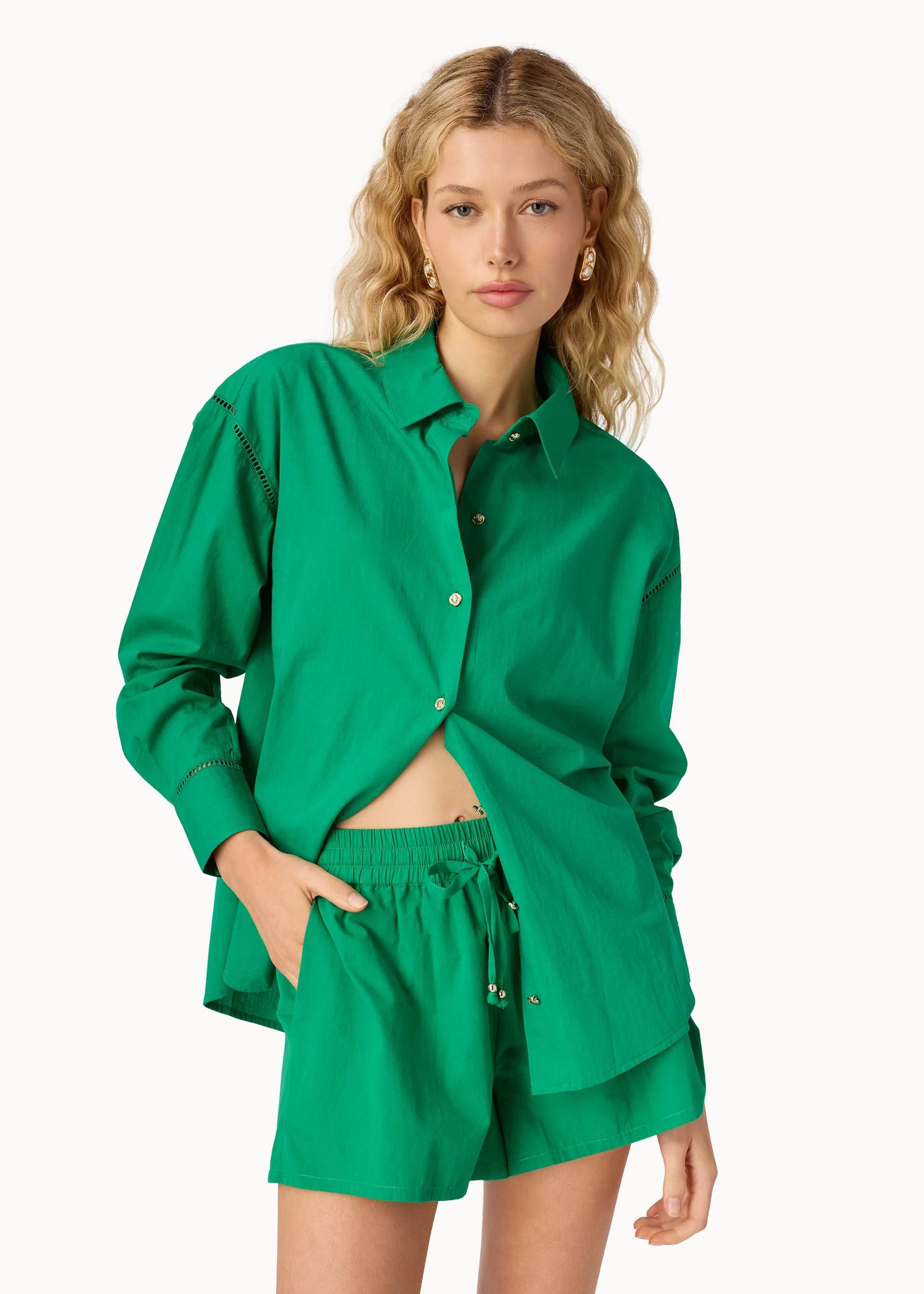 Oslo Cotton Poplin Short Jade - Image 2
