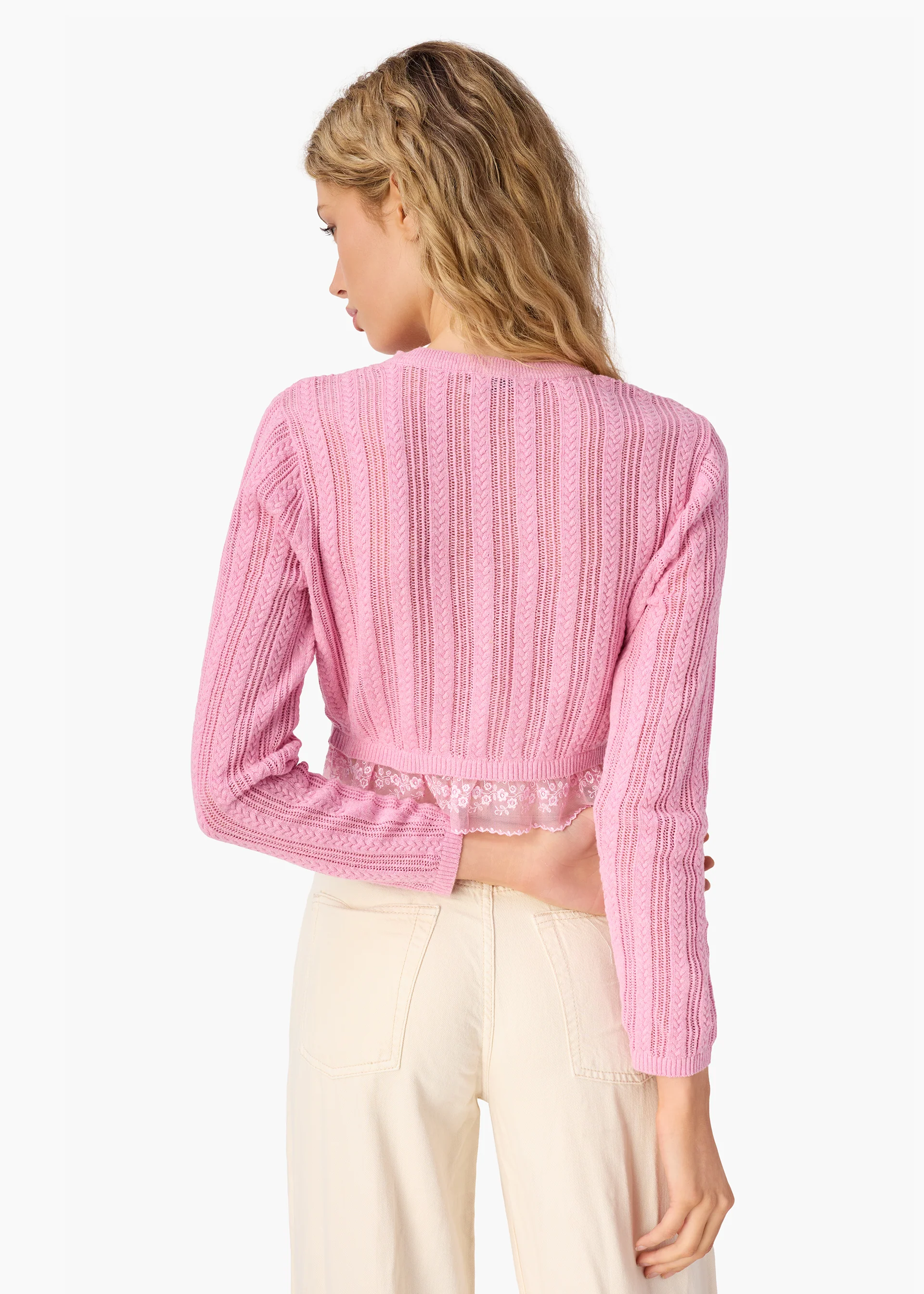 Pedra Pointelle Cardigan Rosebud - Image 5