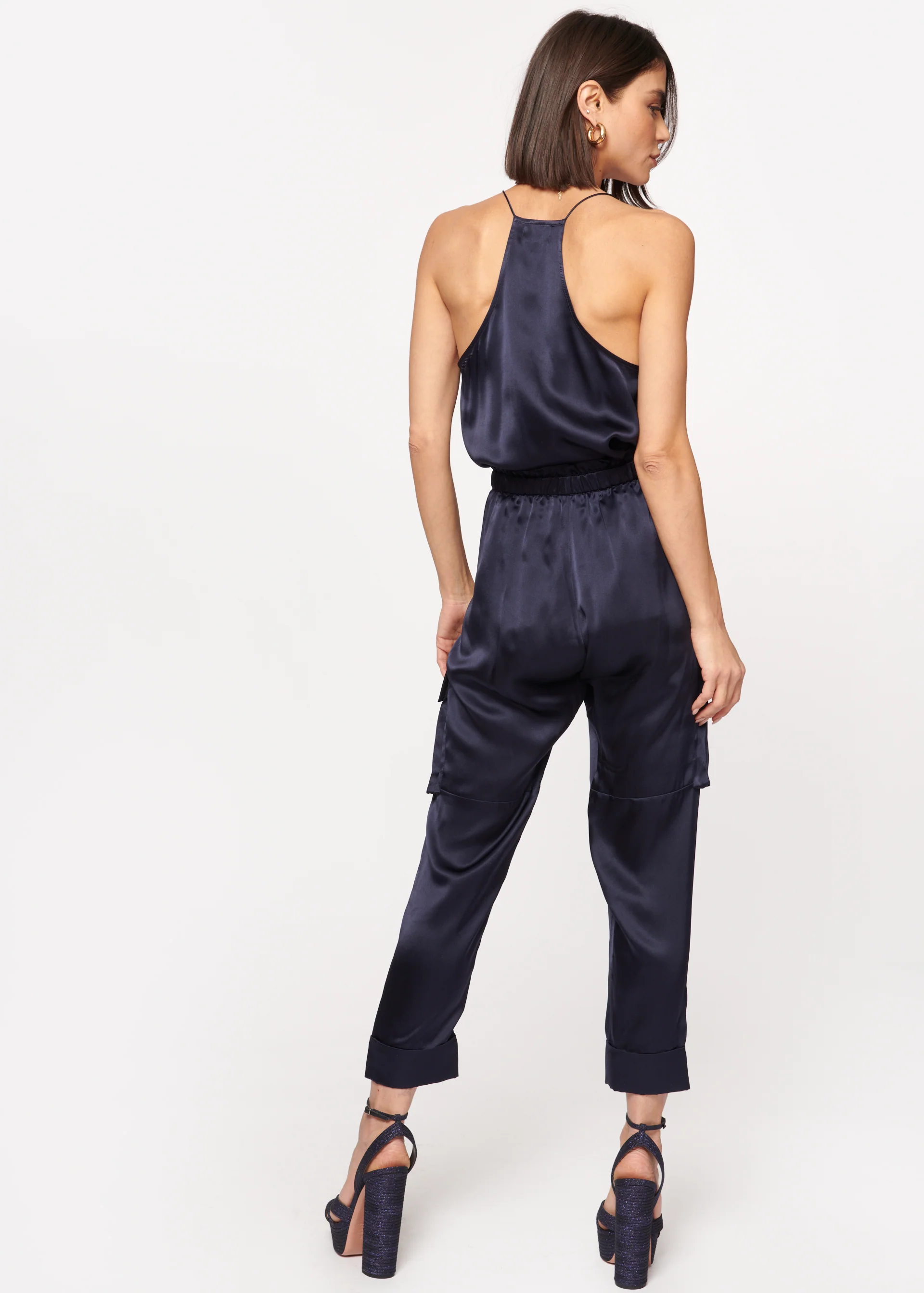 Racer Charmeuse Camisole Navy - Image 4