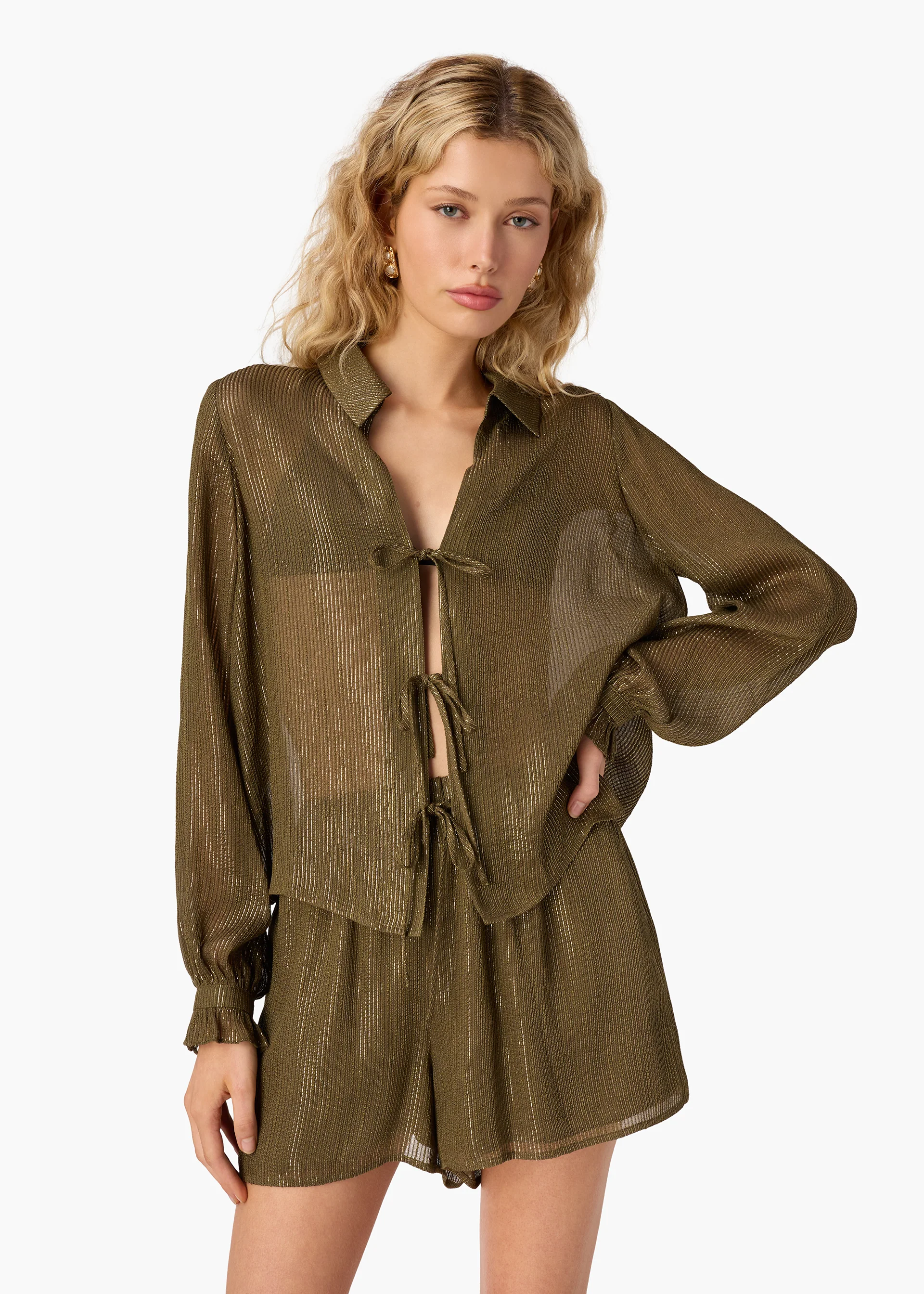 Riviera Metallic Chiffon Short Grove - Image 2