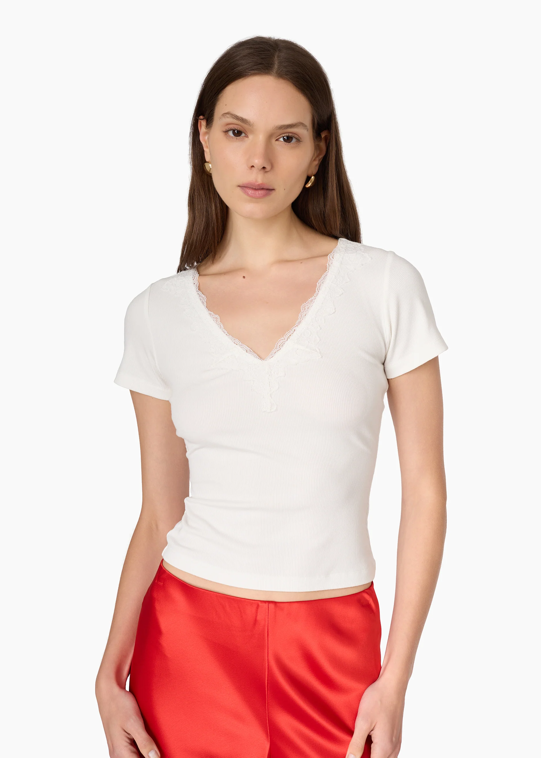 Sana Rib Knit Tee White