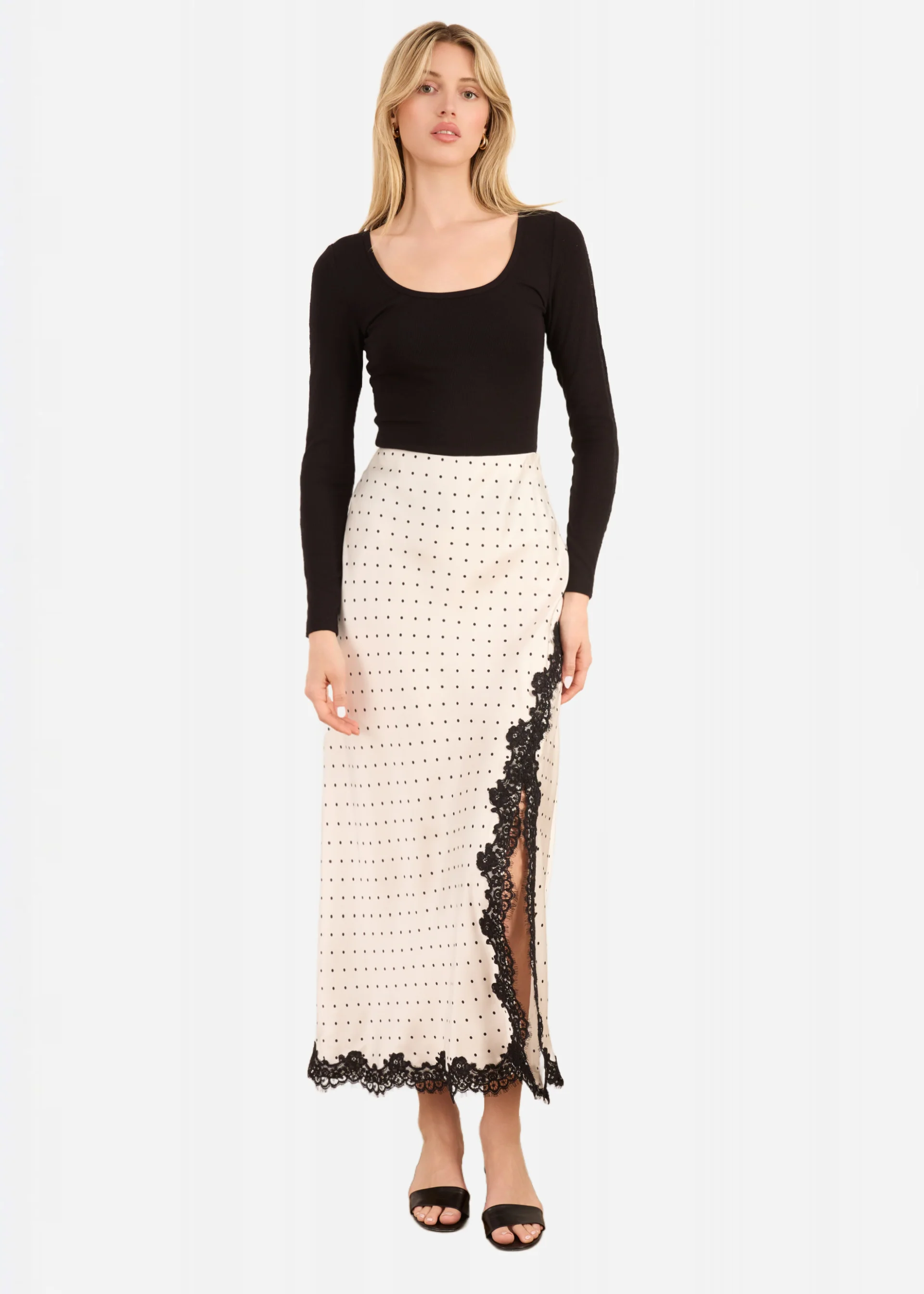 Skyler Rib Knit Top Black - Image 2