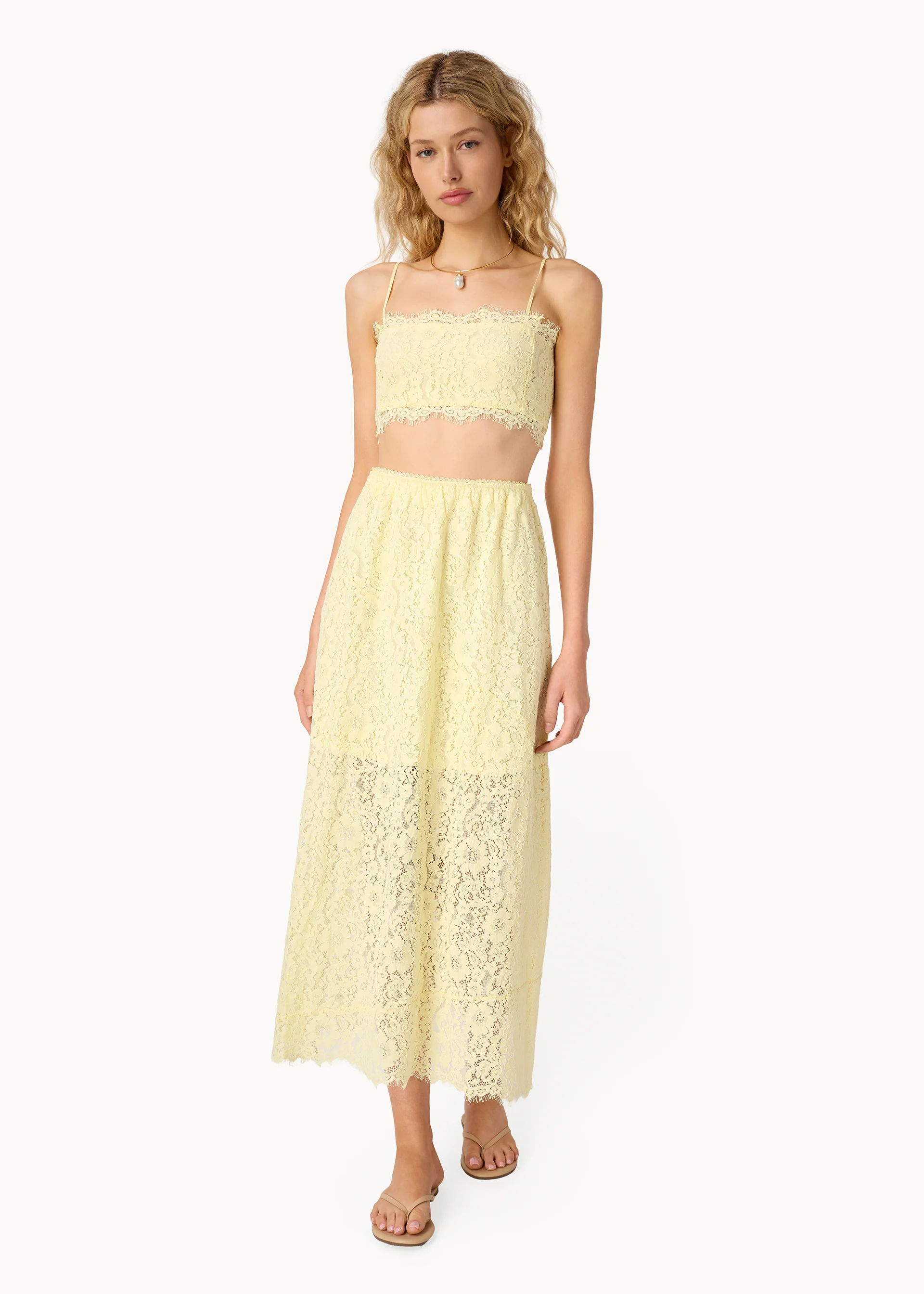 Sofie Lace Cropped Camisole Buttercup - Image 2