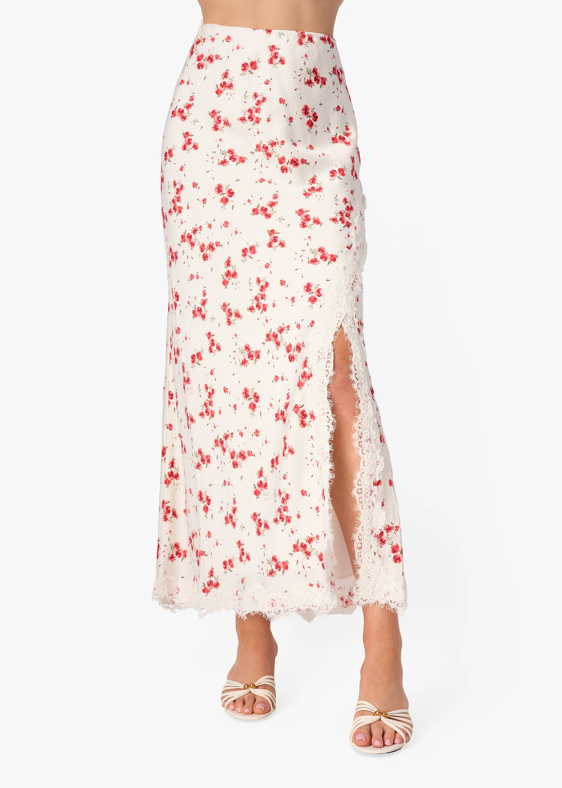 Teagan Hammered Satin Skirt Candied Rose