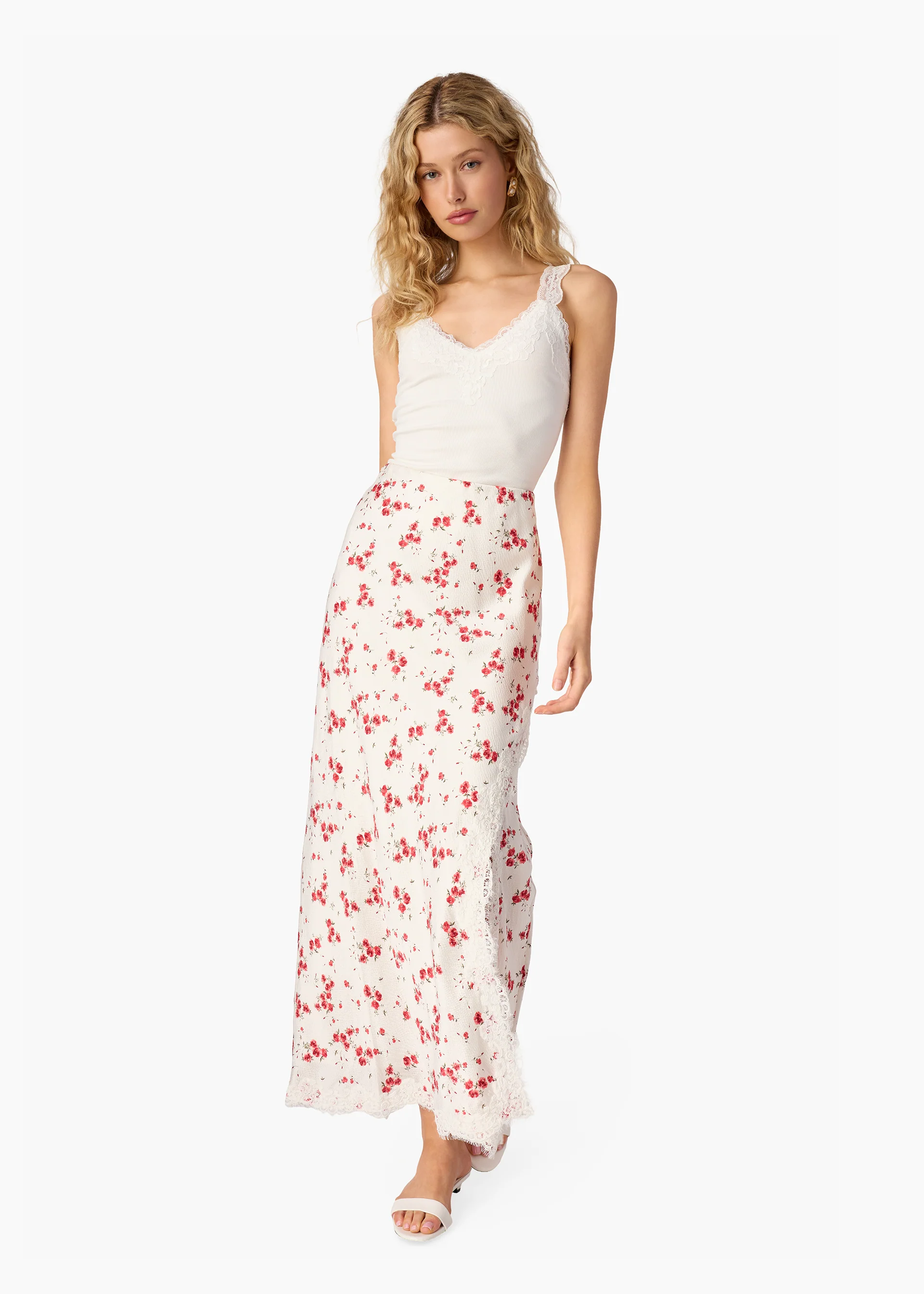 Teagan Hammered Satin Skirt Candied Rose - Image 2