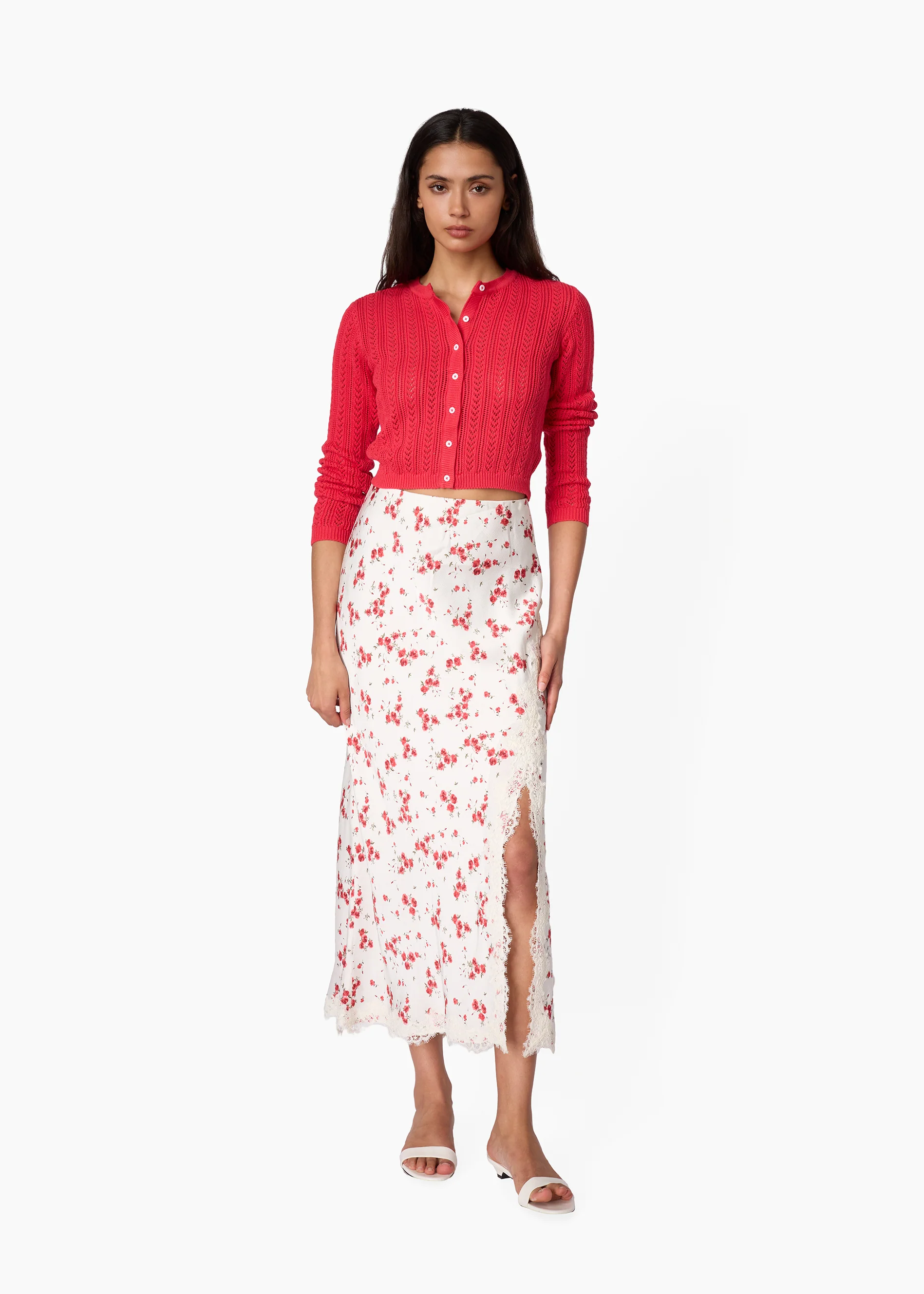 Teagan Hammered Satin Skirt Candied Rose - Image 4