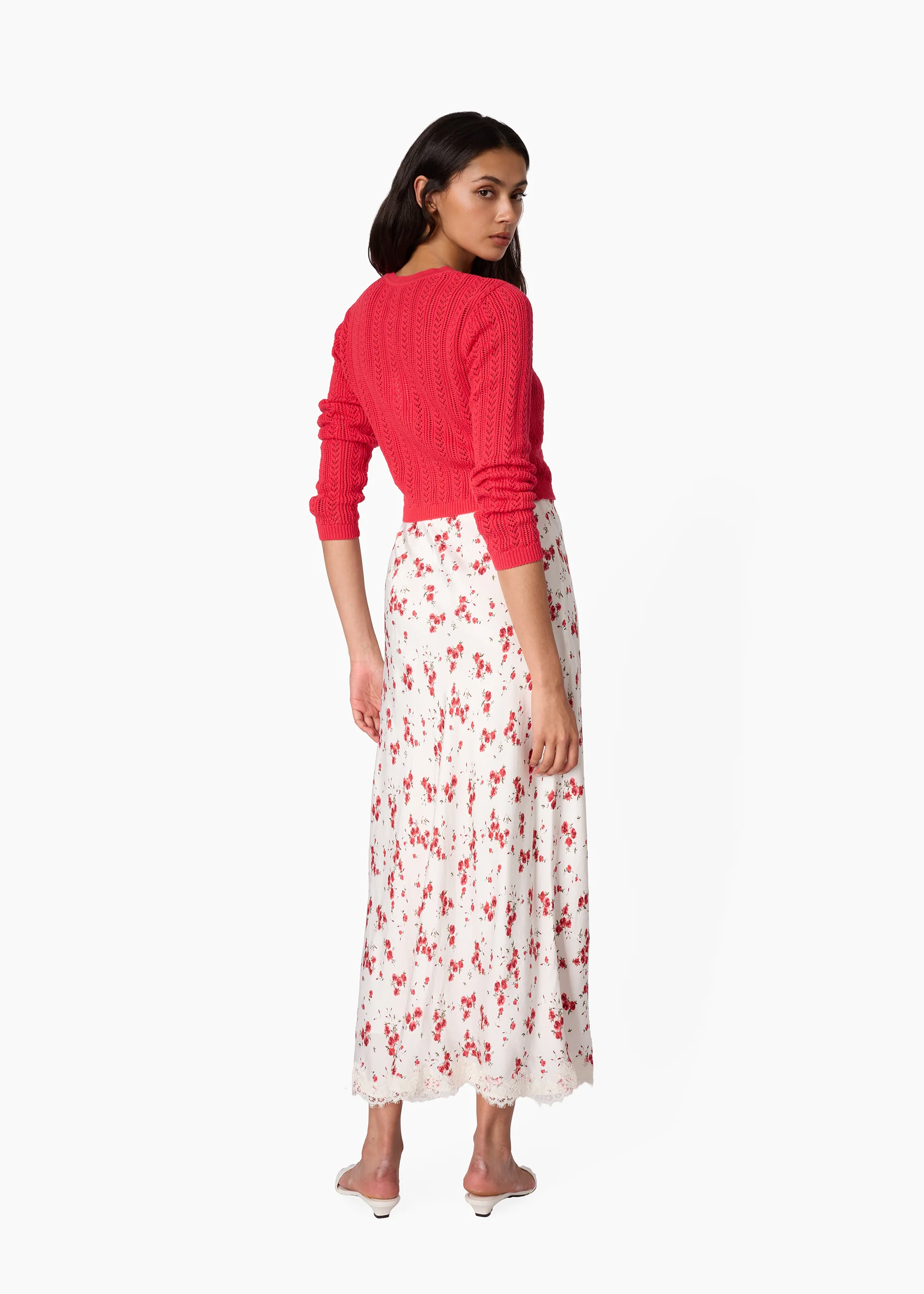 Teagan Hammered Satin Skirt Candied Rose - Image 5