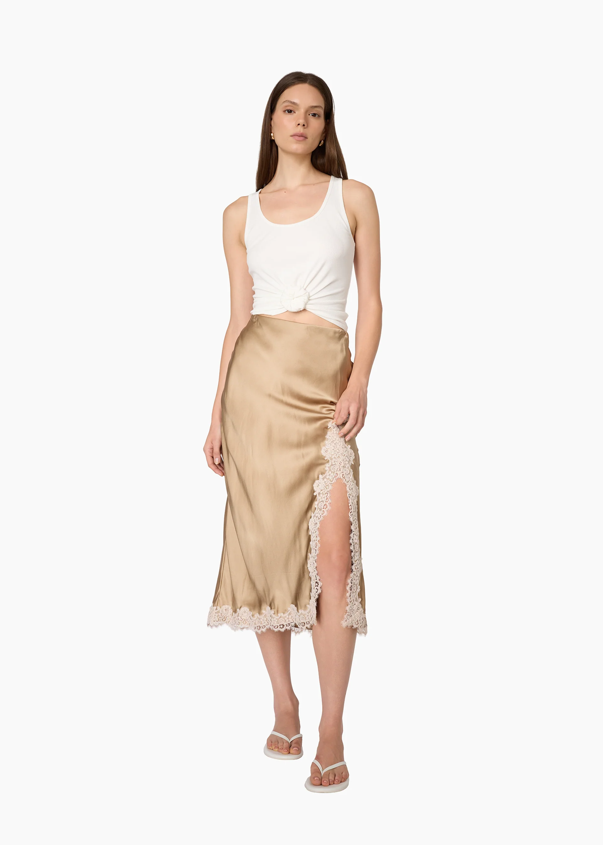 Teagan Silk Midi Skirt Birch - Image 5