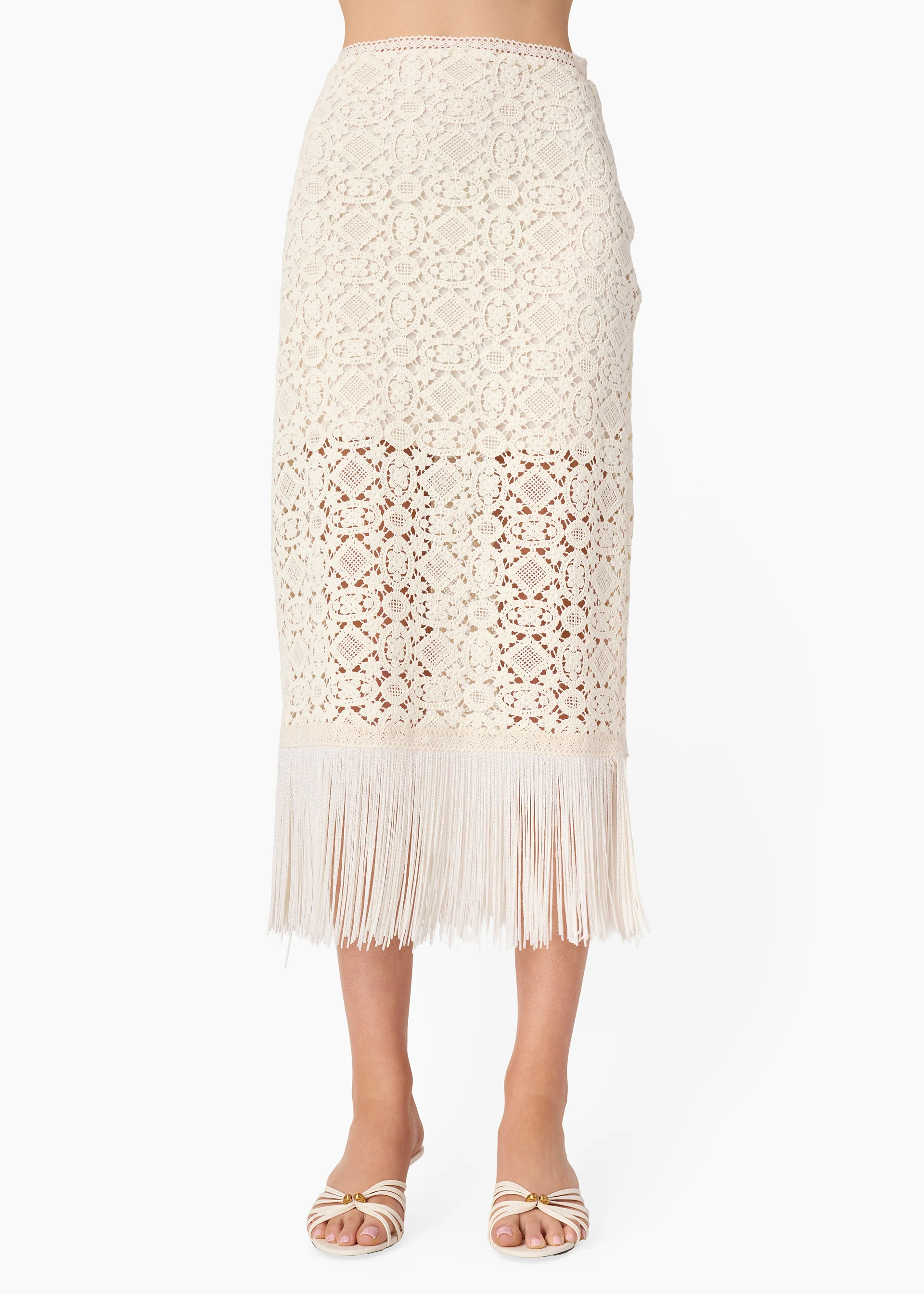 Venezia Crochet Midi Skirt Ceramic